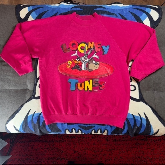 Vtg 94 Red Looney Tunes Freze Sweatshirt L (See Details For Size)